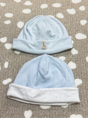 Kissy Kissy hats newborn baby boy pima embroidered sophie the giraffe beanie set
